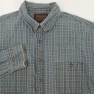 Vintage Abercrombie & Fitch The Big Shirt Mens XL Blue Plaid Cotton Button Down